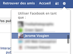 Se connecter en tant que page Facebook